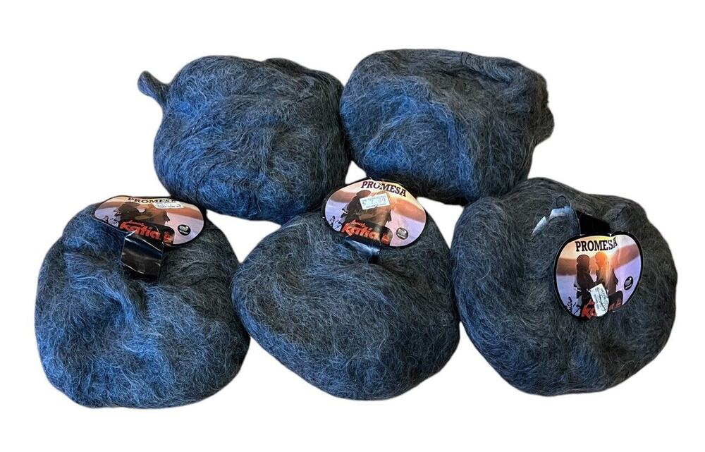 Lot Of 5 Skeins Katia Promesa Yarn Gray 59% Mohair 50 Gr Each Soft